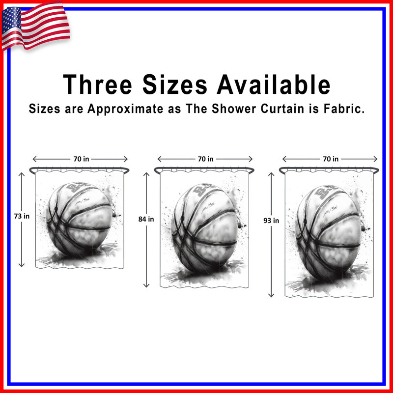 Rideau de douche Basketball - Sports Modern Decor, L 70 po x H 93 po