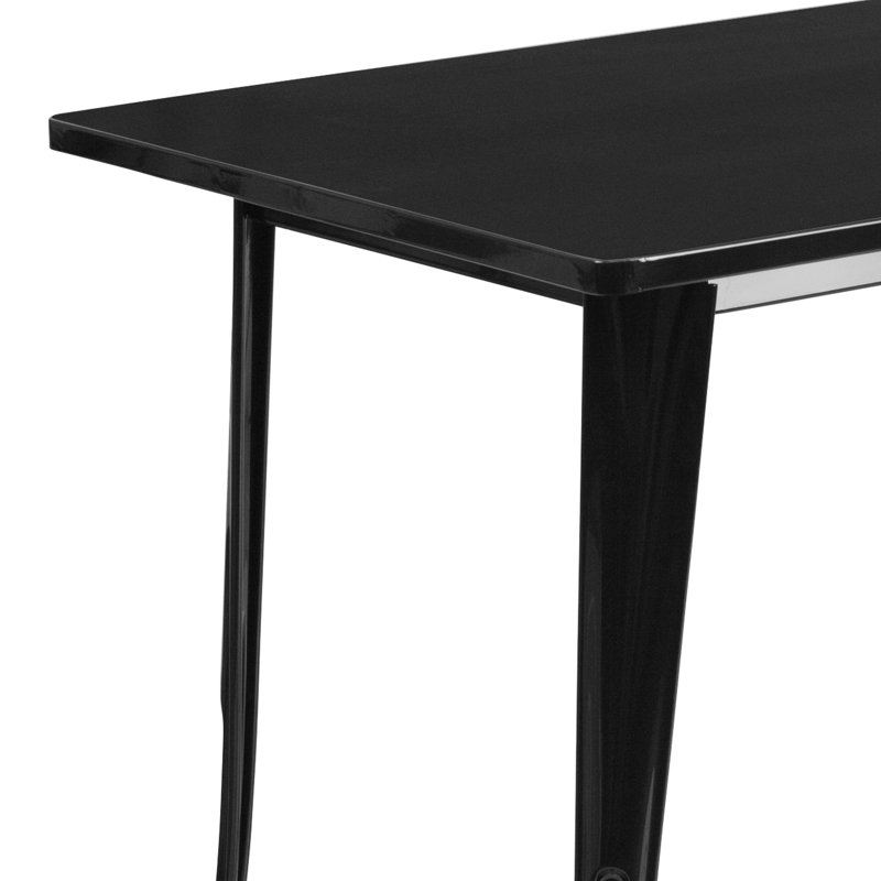 Commercial Grade Rectangular Metal Indoor-Outdoor Table, Black