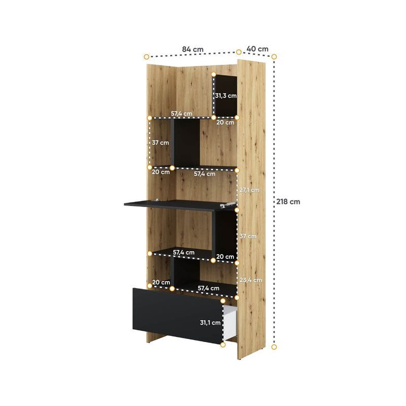 Moxen 85.83cm W Standard Bookcase, Oak