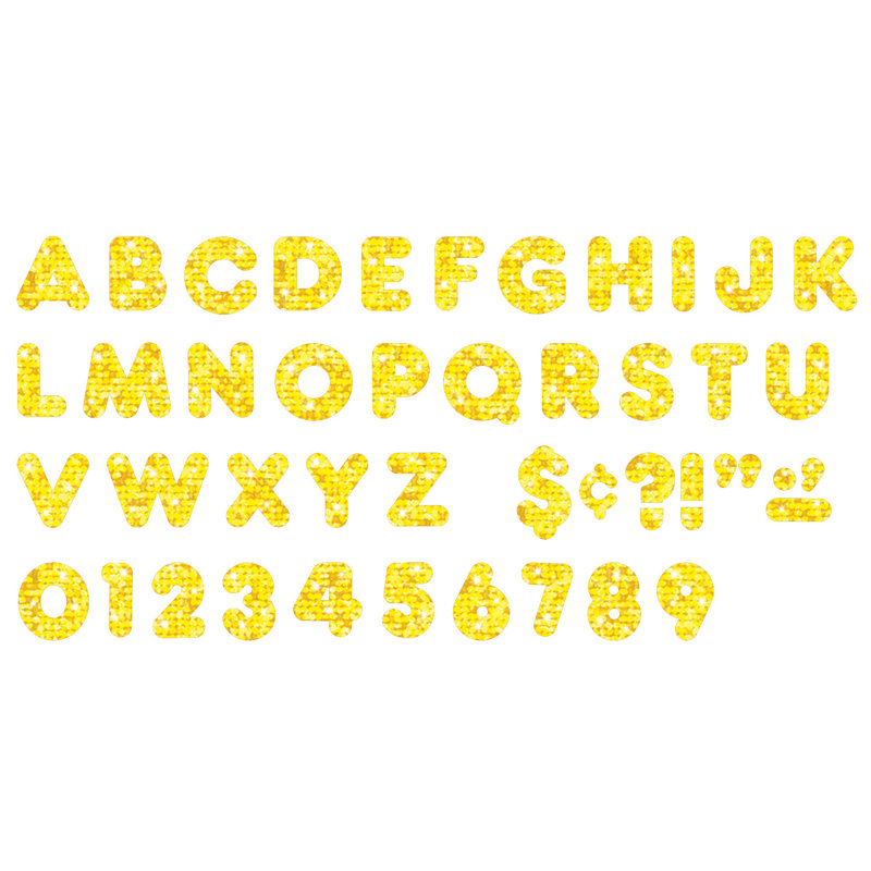 Blue Sparkle 4 po lettres majuscules décontractées, Jaune