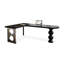 Bureau d'angle en bois massif noir avec pieds en acier inoxydable-1661970807