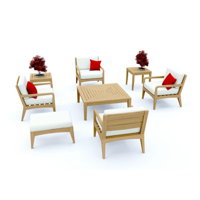 Ensemble de chaises longues en bois de teck 7 pièces Teakstation