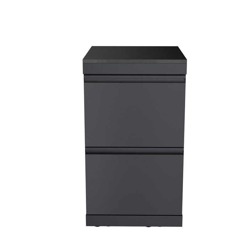 Black Double Drawer Storage Cabinet Stainless Steel Outdoor Kitchen Islands