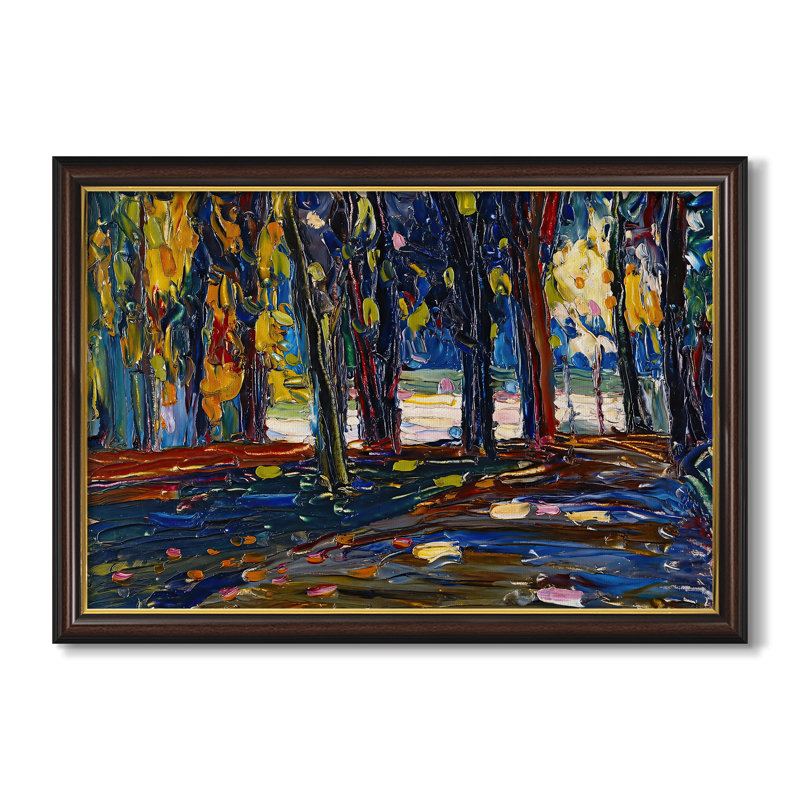 Galeri " Autumn Study " by Wassily Kandinsky Oil Print, 24x34 INNER SIZE, Framed Canvas, Walnut Gold Lip