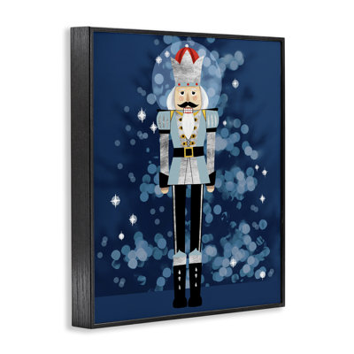 Blue Holiday Nutcracker Framed Giclee Art by Grace Popp