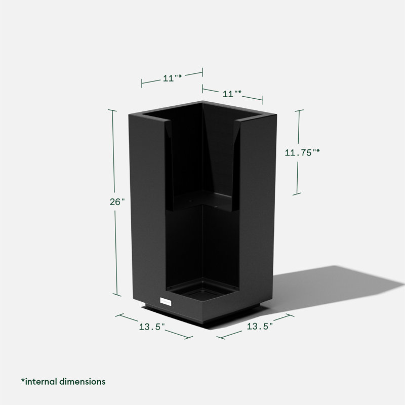 Black Recycled Plastic 26" Outdoor Pedestal Planter