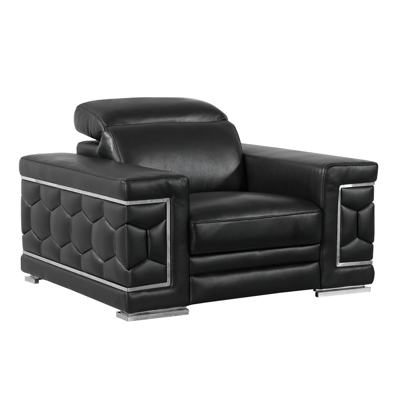 Ensemble de salon en cuir véritable Grindler, Cuir véritable noir
