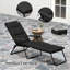 Chaise longue pliante avec coussin, dossier réglable, noir