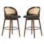 Tabouret de bar d'intérieur en bois Como, finition noyer foncé avec revêtement noir, ensemble de 2-2070649827