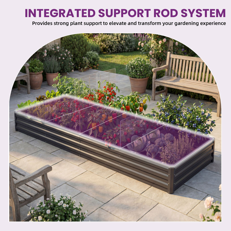 12 ft W x 4 ft D Large Galvanized Raised Garden Bed, Black