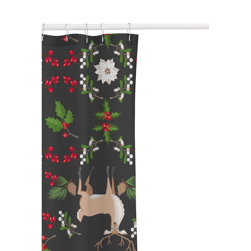 Rideau de douche Botanical Deer, Gris anthracite