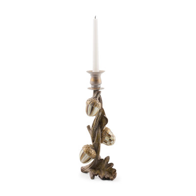 Mocha Check Acorn Candle Holder