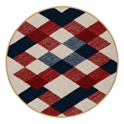 Machine Washable Checkered Brown Area Rug