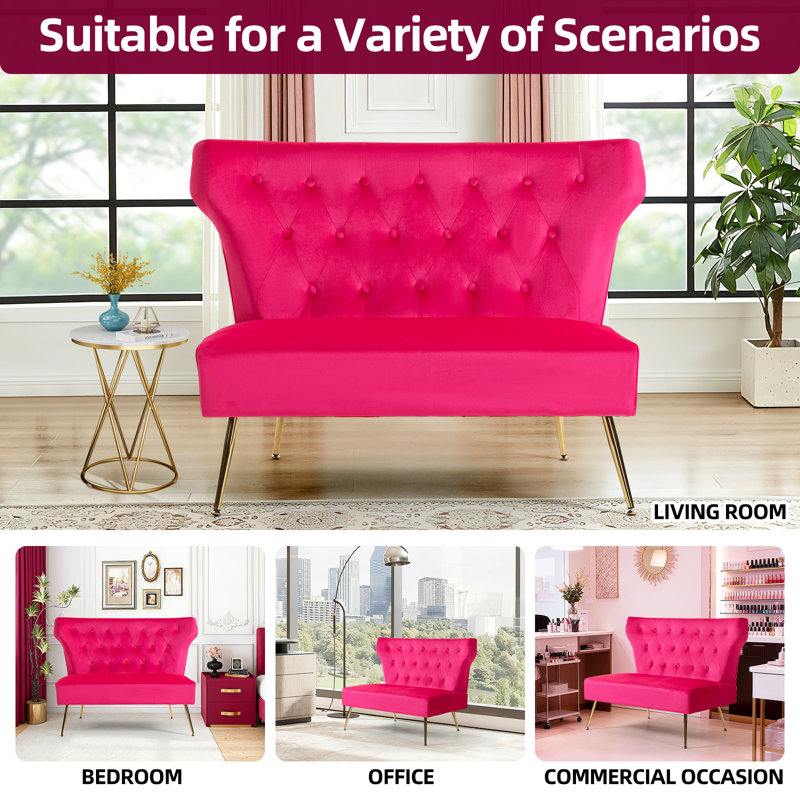 Vardell Fabric 48'' Reception Loveseat, Fuchsia