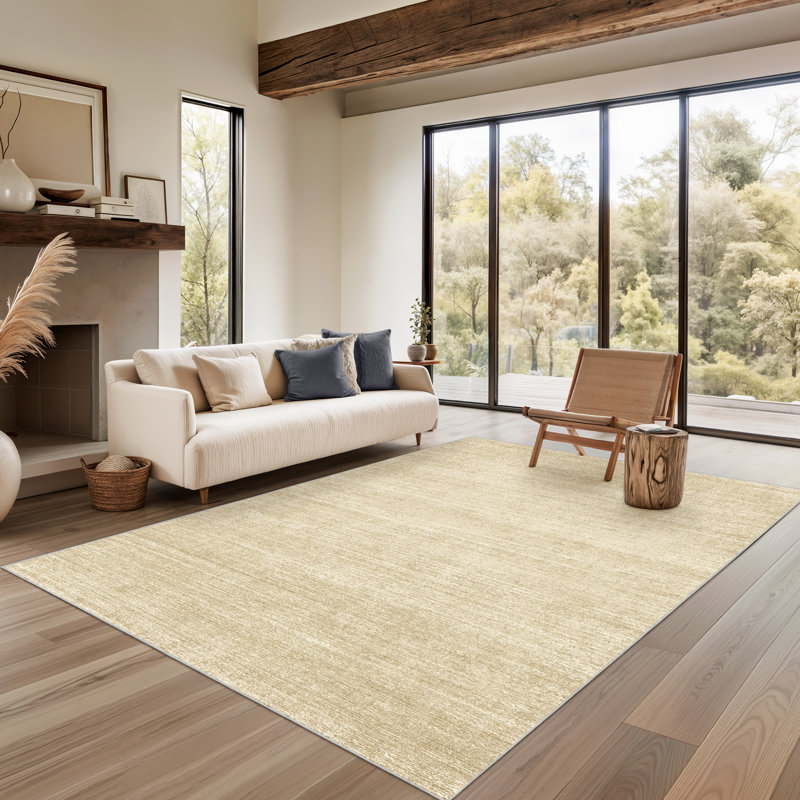 Tapis lavable à rayures rétro antidérapant, Brown, Rectangle 5 pi x 7 pi