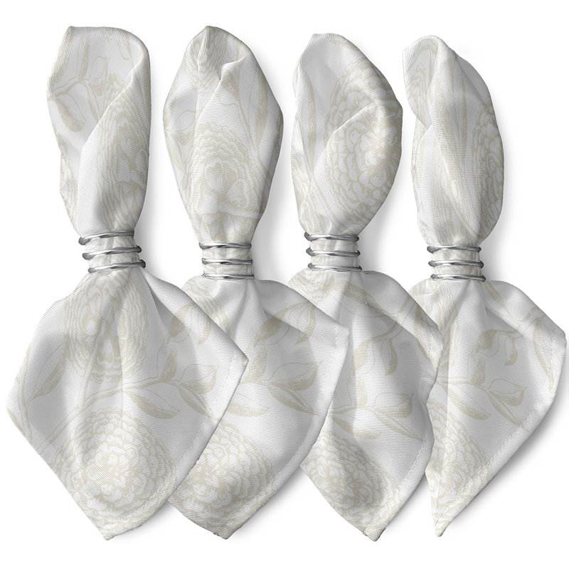Pilla Polyester Floral Square Napkin, White