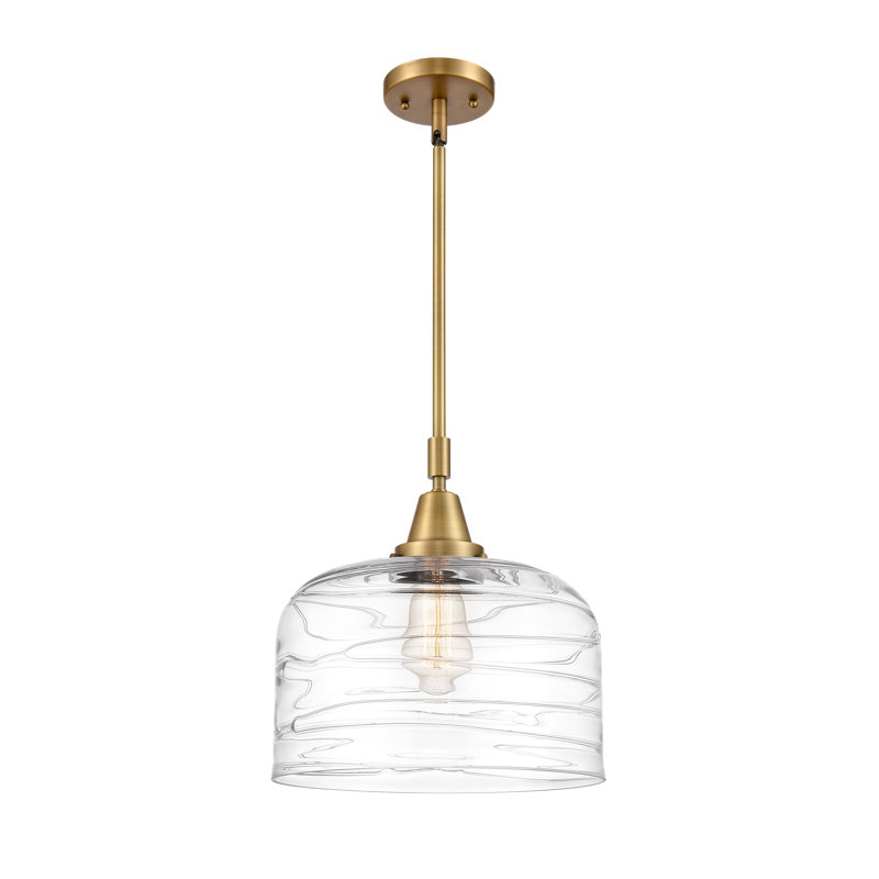 Luminaire suspendu en forme de cloche à 1 lumière Acrion, DEL, H 47,12 po x l 12 po x P 12 po, Laiton brossé