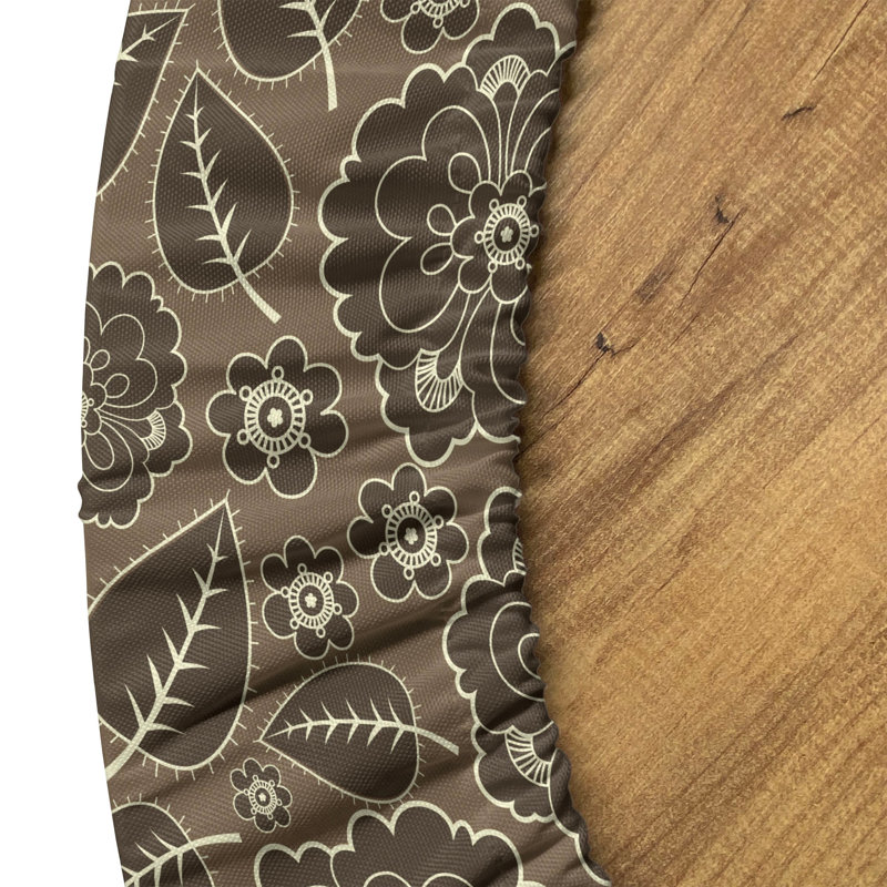 East Urban Home Brown Fitted Round Tablecloth Brown Taupe