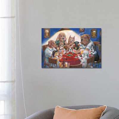Poker Dogs by Ruane Manning - Wrapped Canvas Print