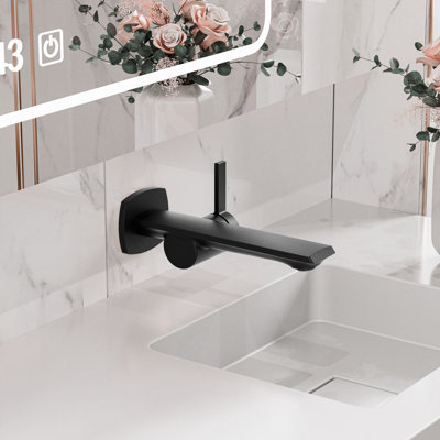 Wall Mounted CUPC Certified Single Handle Bathroom Faucet In Matte Black