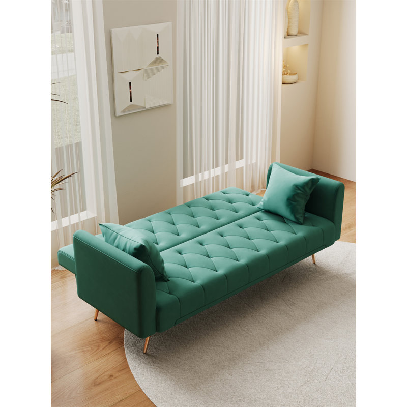 71 Inch Convertible Love Seat Sofa, Green