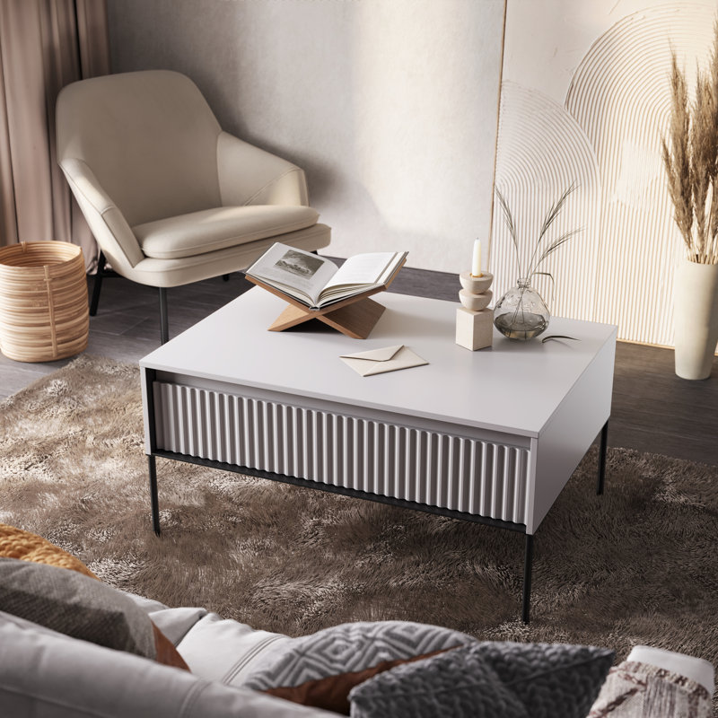 Amarian Four Leg Coffee Table with Storage, White