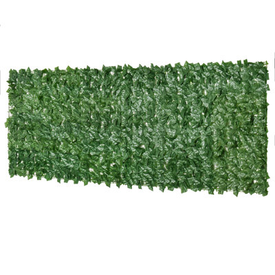 Panneaux muraux en gazon artificiel Outsunny, décoration murale en gazon artificiel 118 po x 39 po, fond de verdure pour l'extérieur, intérieur, jardin, clôture, cour, vert foncé