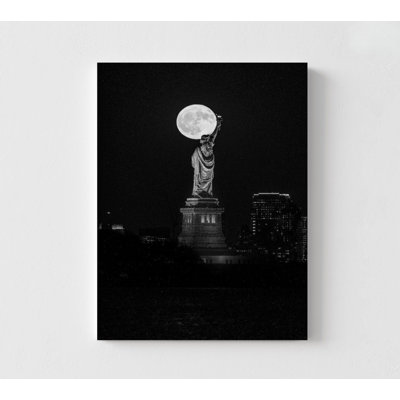Full Moon New York By Bruce Getty, Framed New York Decor, NYC Urban Bedroom Wall Art, Large Dorm Break Room Poster, NYC Wall Art