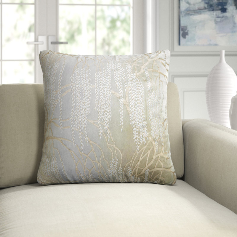 Willow Metallic Mini Rectangular Velvet Pillow Cover & Insert, Dark Green/Gold, Rectangle 14"H x 20"W