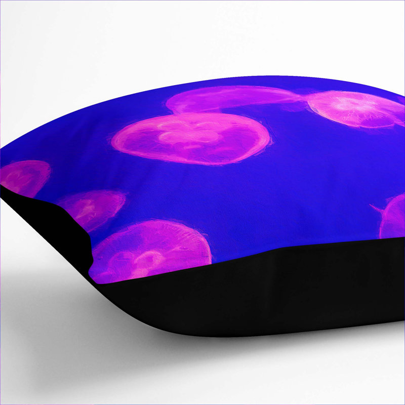 Pink Jellyfish Cushion with Filling, 40cm H x 40cm W x 15cm D, Black