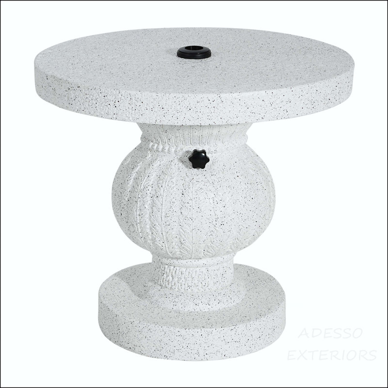 Table d'appoint vintage MGO avec base de parasol, marbre blanc