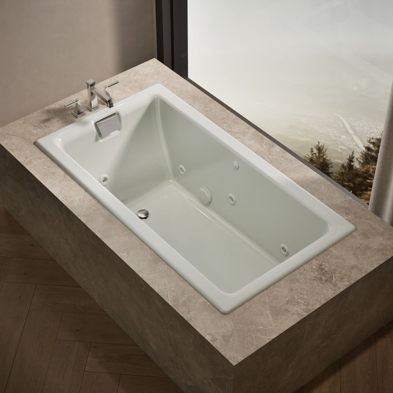 Baignoire tourbillon encastrée / encastrable 66 po x 36 po Tea-for-Two, bonde réversible, Dune