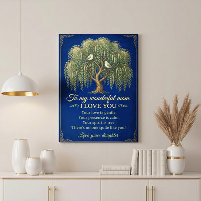Willow Tree With Birds And Love Message Canvas Wrapped Wall Art For Mother S Day Gift Home Decor