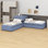 Lit plateforme tapissier simple en L avec lit gigogne et deux tiroirs Lampart