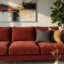 Canapé 3 places Rumi, accoudoirs sur rail, rembourrage en mousse rouge rouille 77 po-129099765