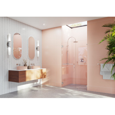 Umbra 35.25 in. x 78 in. Fully Frameless Wall Hinge Towel Bar Shower Door