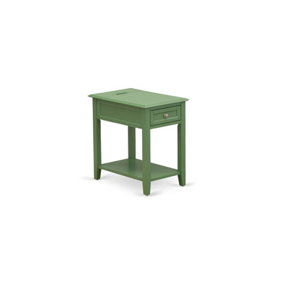 Denison Side Table - Rectangle Night Stand with a Drawer for Bedroom, Clover Green
