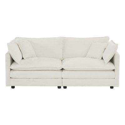 Canapé en chenille blanche en tissu High 2 Living High. Structure en bois massif durable. Matériau respirant. Coussin en éponge. Option de siège réversible. Sièges confortables. Assemblage facile