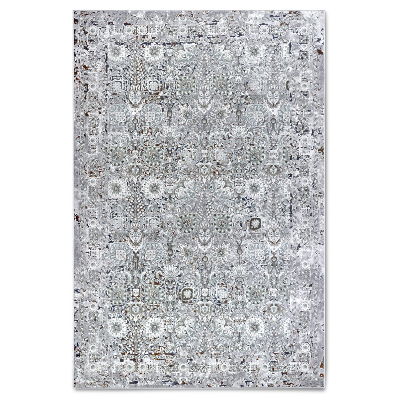 Kollektion 1809 No Pattern And No Solid Colour Machine Woven Light Grey Area Rug, Rectangle 6'2" x 9'1"