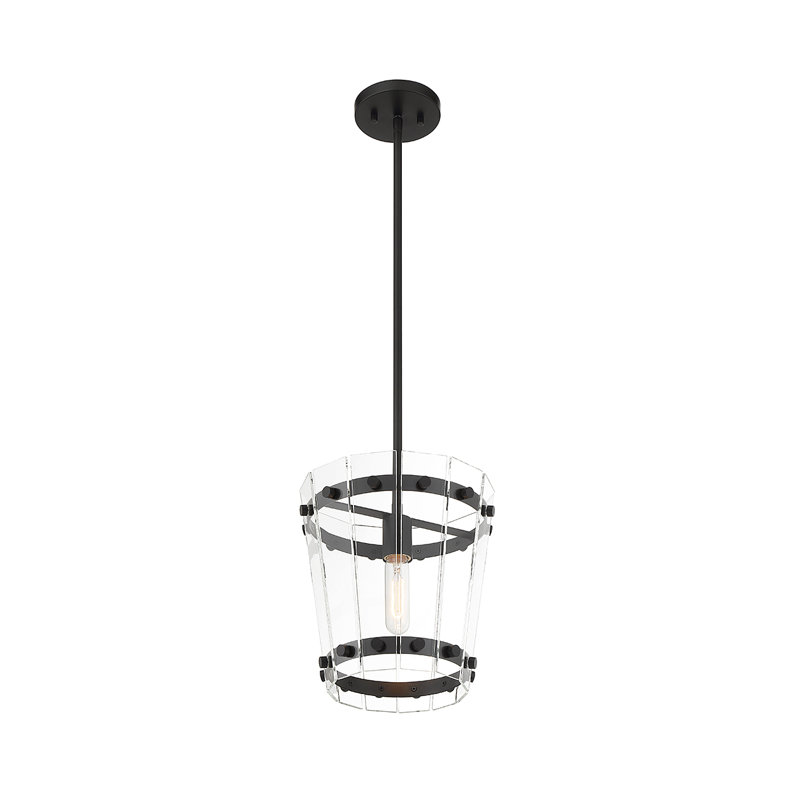 Luminaire suspendu cylindrique à 1 lumière Brylea, Noir mat