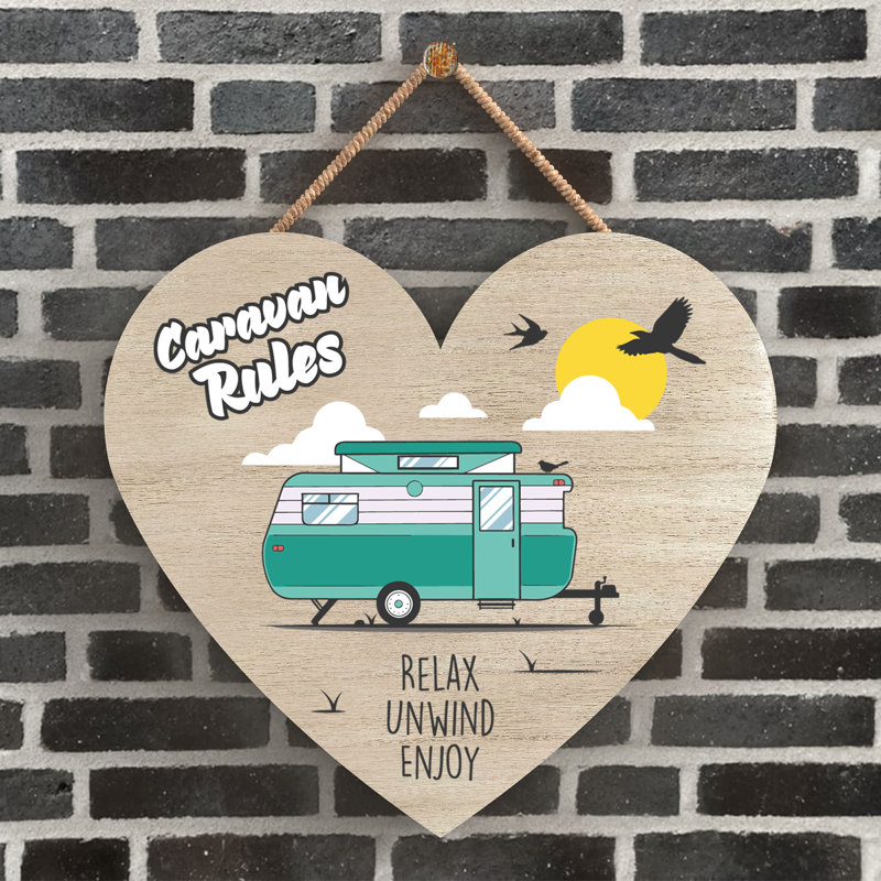 Caravan Rules Green - Print on MDF, 9cm H x 10cm W x 0.5cm D