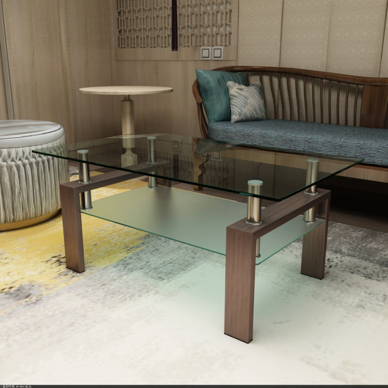 Table basse rectangulaire en verre, table basse transparente, tables d'appoint modernes pour le salon, meubles de salon
