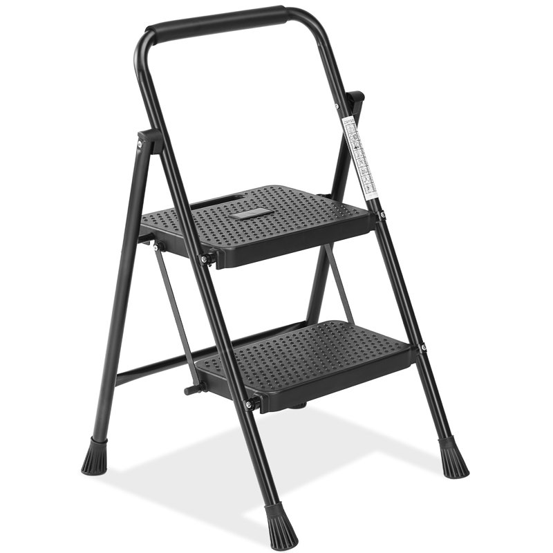 2 escabeaux antidérapants, échelle en acier pliable rapide, outils en métal robustes supportés pour le travail à la maison / au bureau en hauteur, outils portatifs