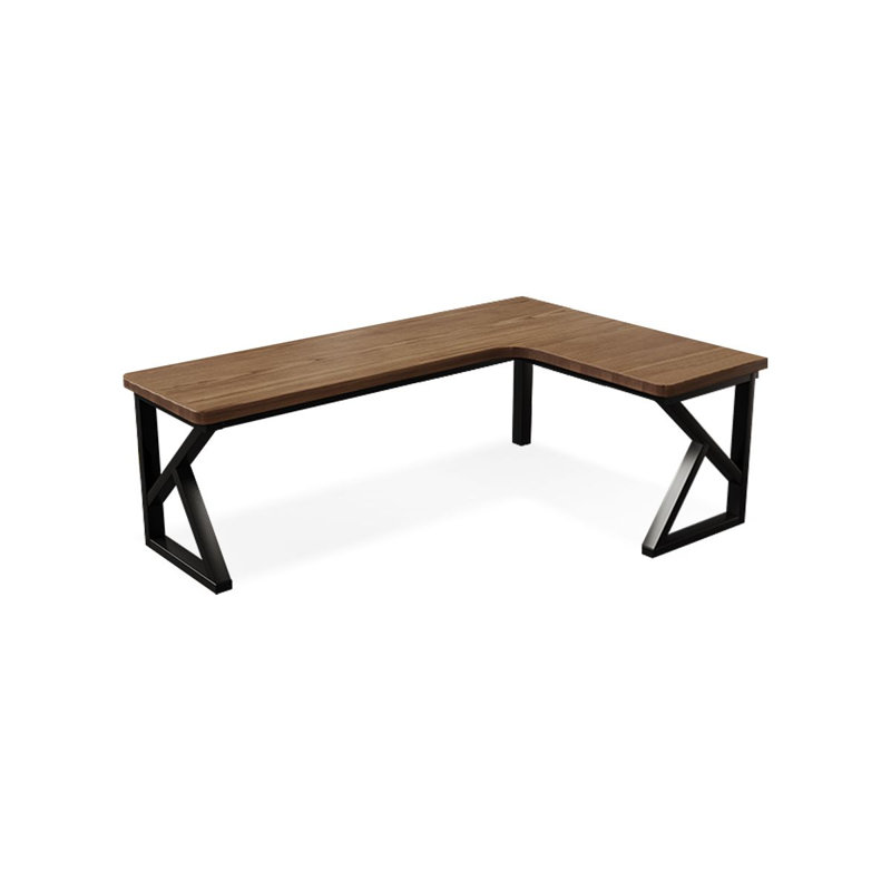 Bureau brun en bois massif en forme de L, H 29,53 po x l 78,74 po x P 47,24 po, Retour à droite