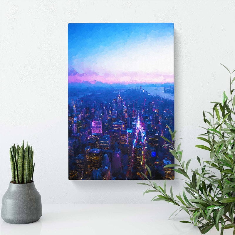 Sunset In Manhattan New York In Abstract - Wrapped Canvas, 76cm H x 50cm W x 3cm D