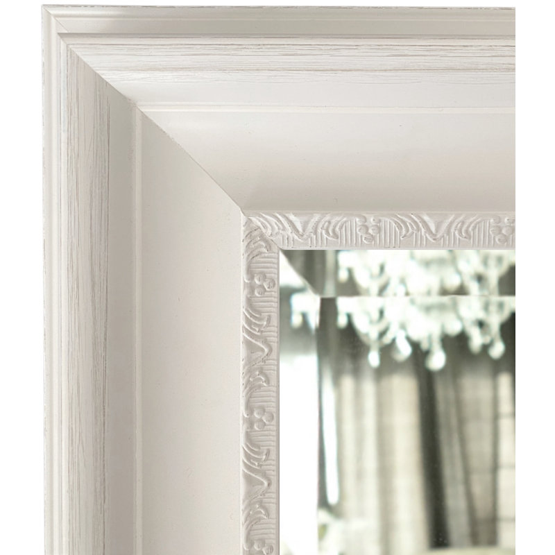 Stella Modern Vintage Ornate Framed Wall Mirror, 29.5" x 25.5", White