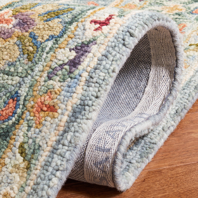 Oriental Hand Tufted Wool/Cotton Area Rug in Gray/Green, Rectangle 9' x 12'