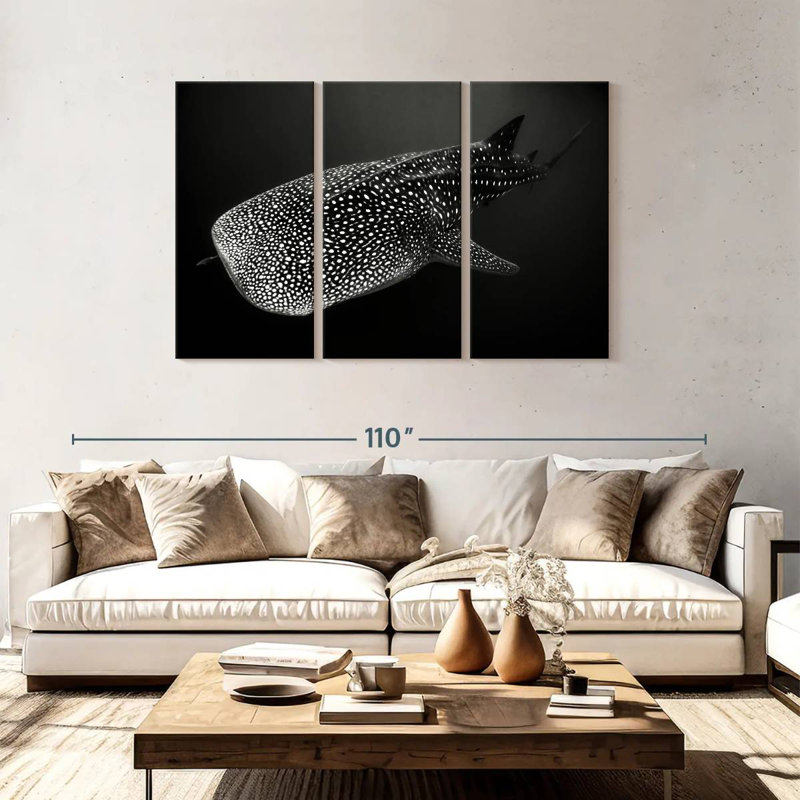 Brampt Monochrome Spotted Whale Shark, 48" H x 74" W