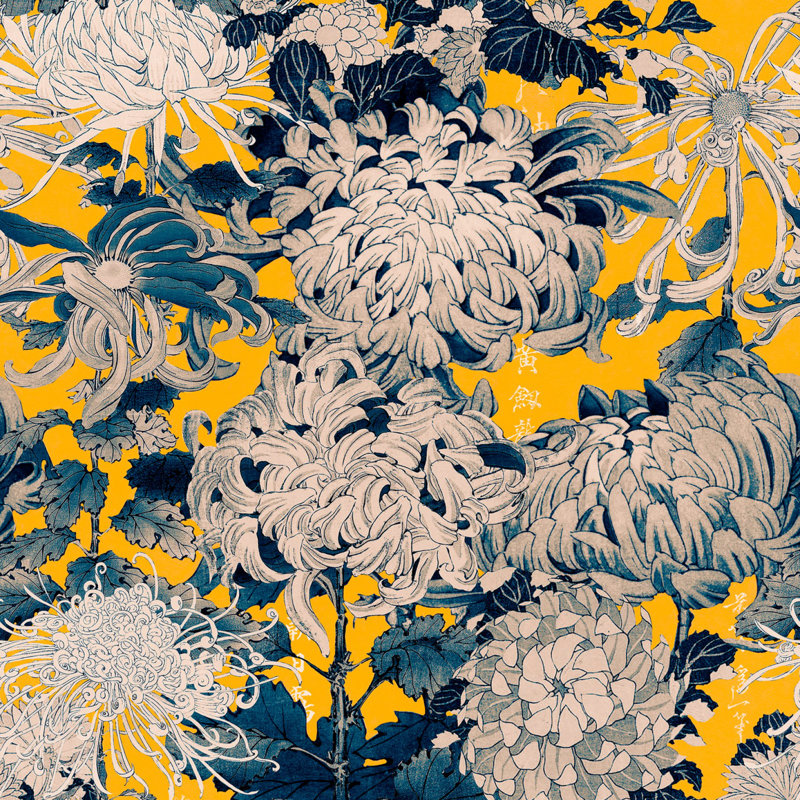 Florilegium Floral Wallpaper Roll, Yellow/Blue