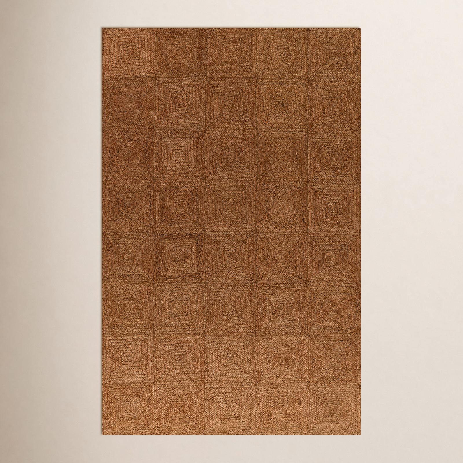 Mykonos Brown Hand-Woven Geometric Jute Rug, Rectangle 2' x 3'